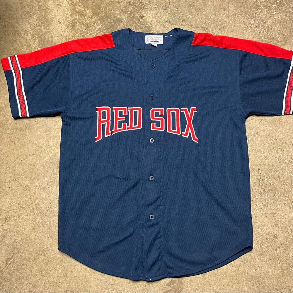 STARTER Navy and Red "Red Sox" Baseball Jersey